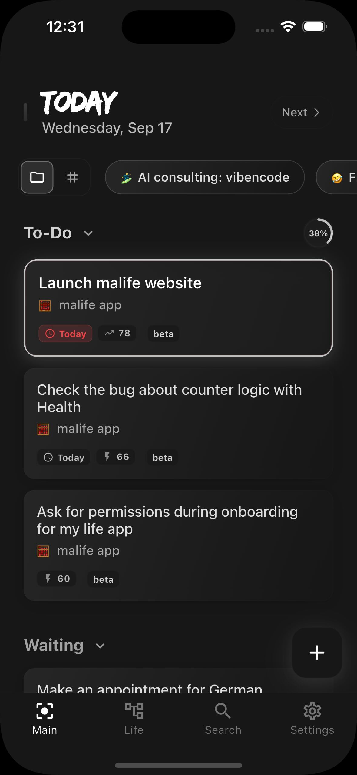 malife app screen 1